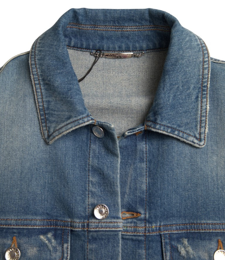 Dolce &amp; Gabbana Elegant Blue Denim Stretch Jacket