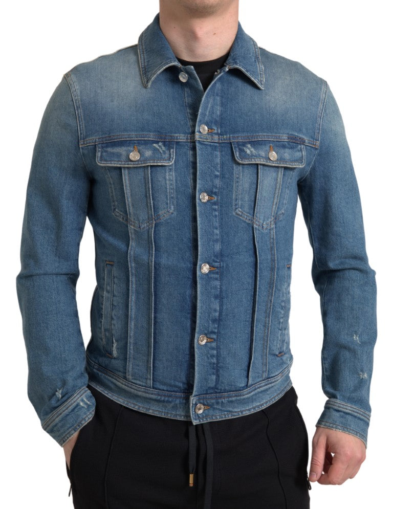 Dolce &amp; Gabbana Elegant Blue Denim Stretch Jacket