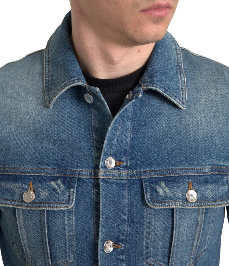 Dolce &amp; Gabbana Elegant Blue Denim Stretch Jacket