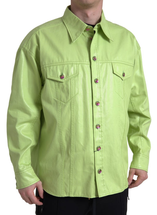 Dolce &amp; Gabbana Elegant light green cotton shirt with button placket