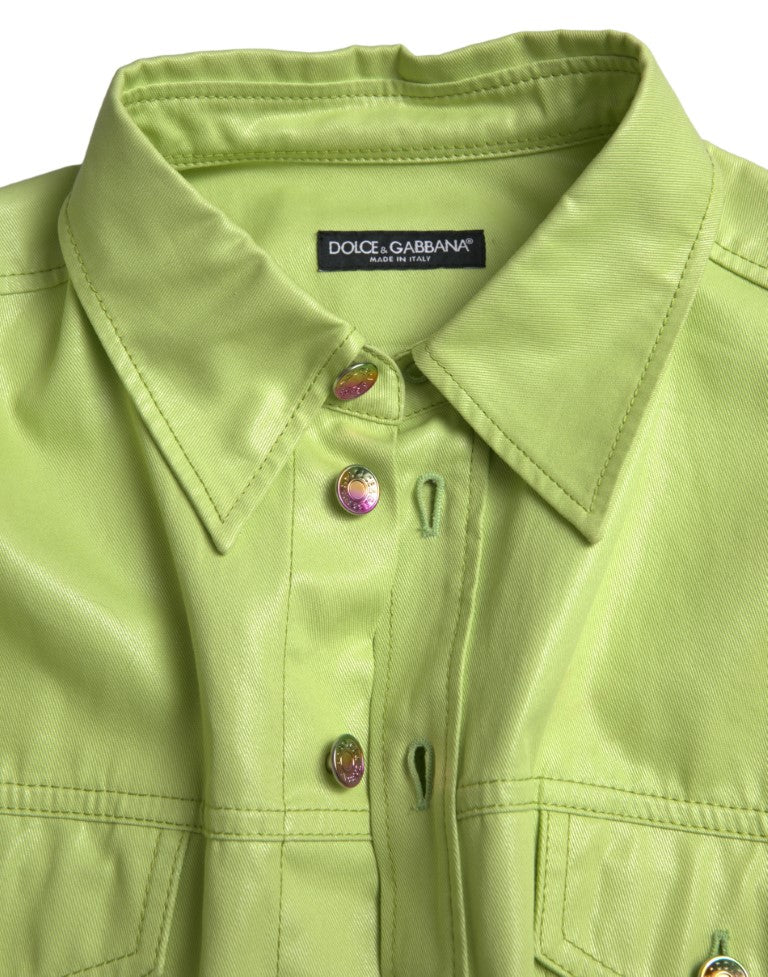 Dolce &amp; Gabbana Elegant light green cotton shirt with button placket