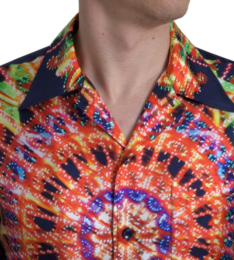 Dolce &amp; Gabbana Multicolor Silk Button-Down Casual Shirt