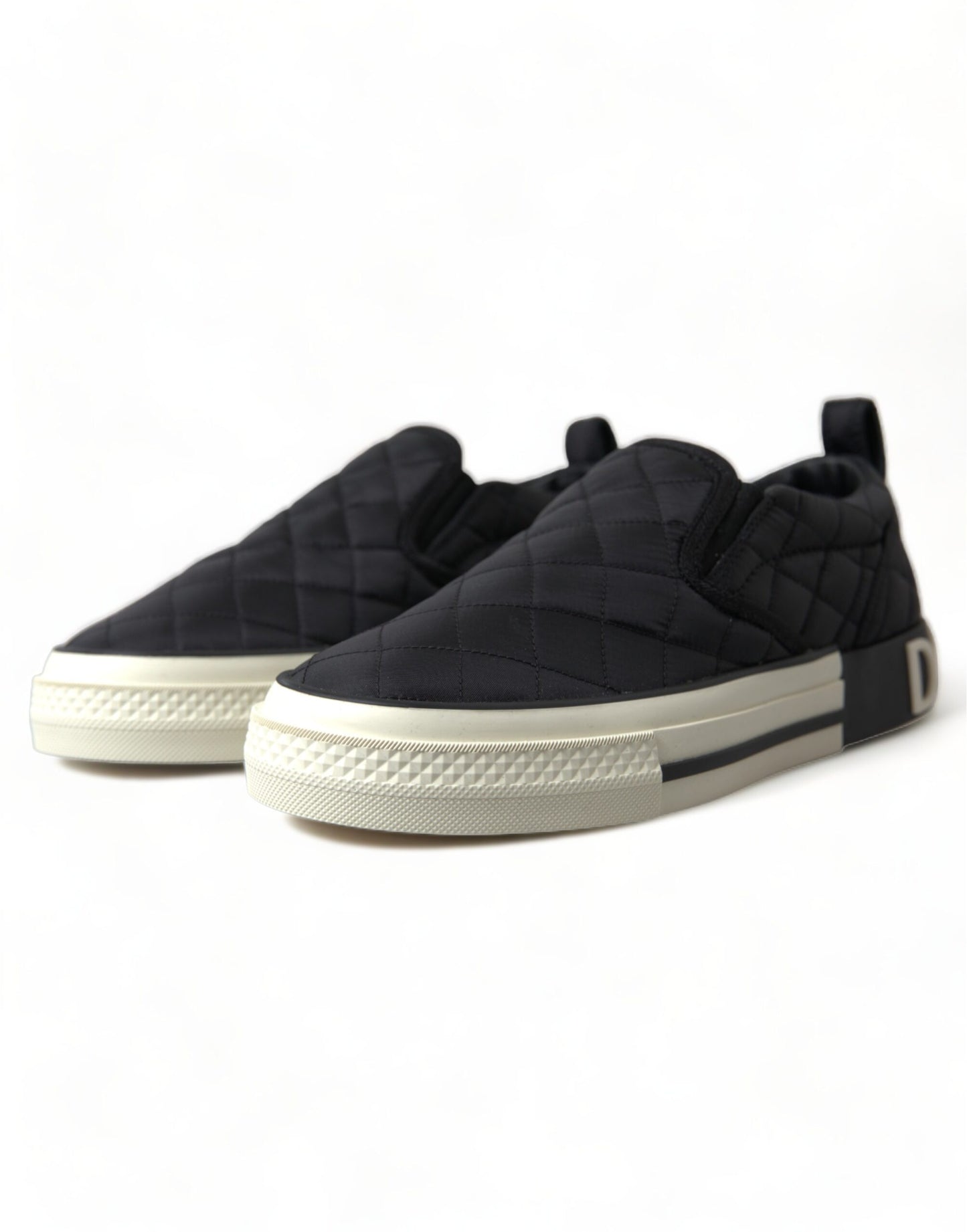 Dolce &amp; Gabbana Elegant quilted black canvas sneakers