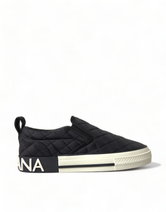 Dolce &amp; Gabbana Elegant quilted black canvas sneakers