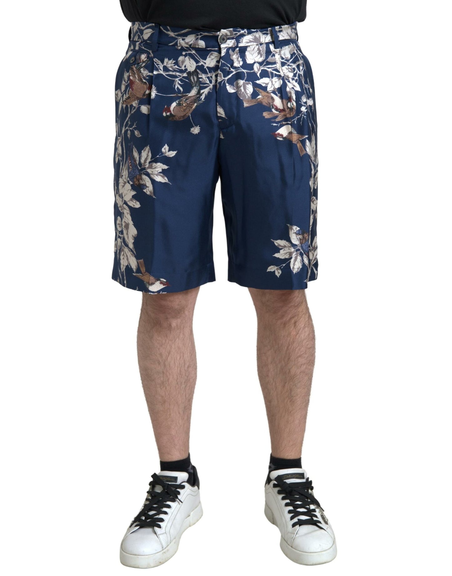 Dolce & Gabbana Seidenblumen-Bermudashorts in Blau