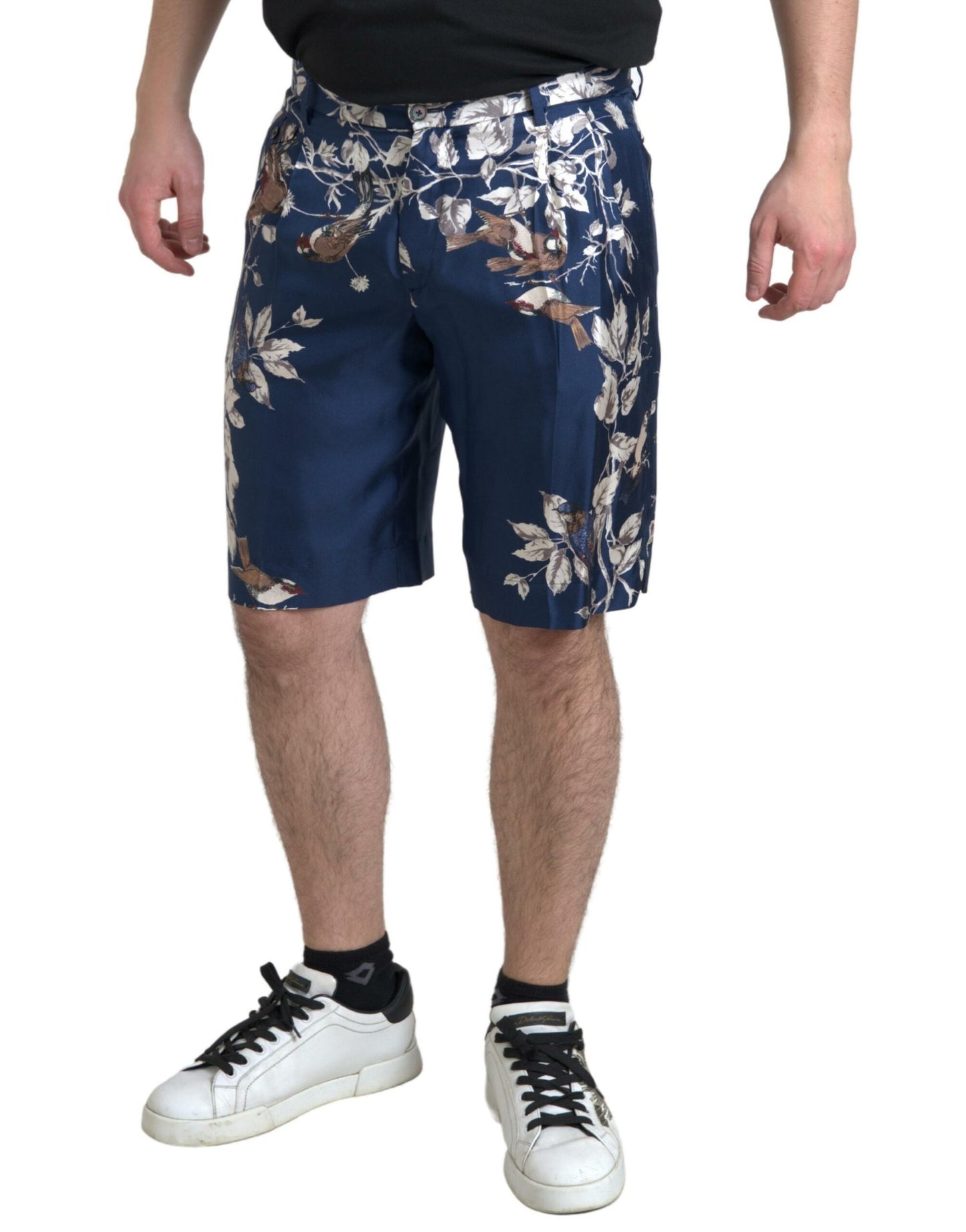 Dolce & Gabbana Seidenblumen-Bermudashorts in Blau