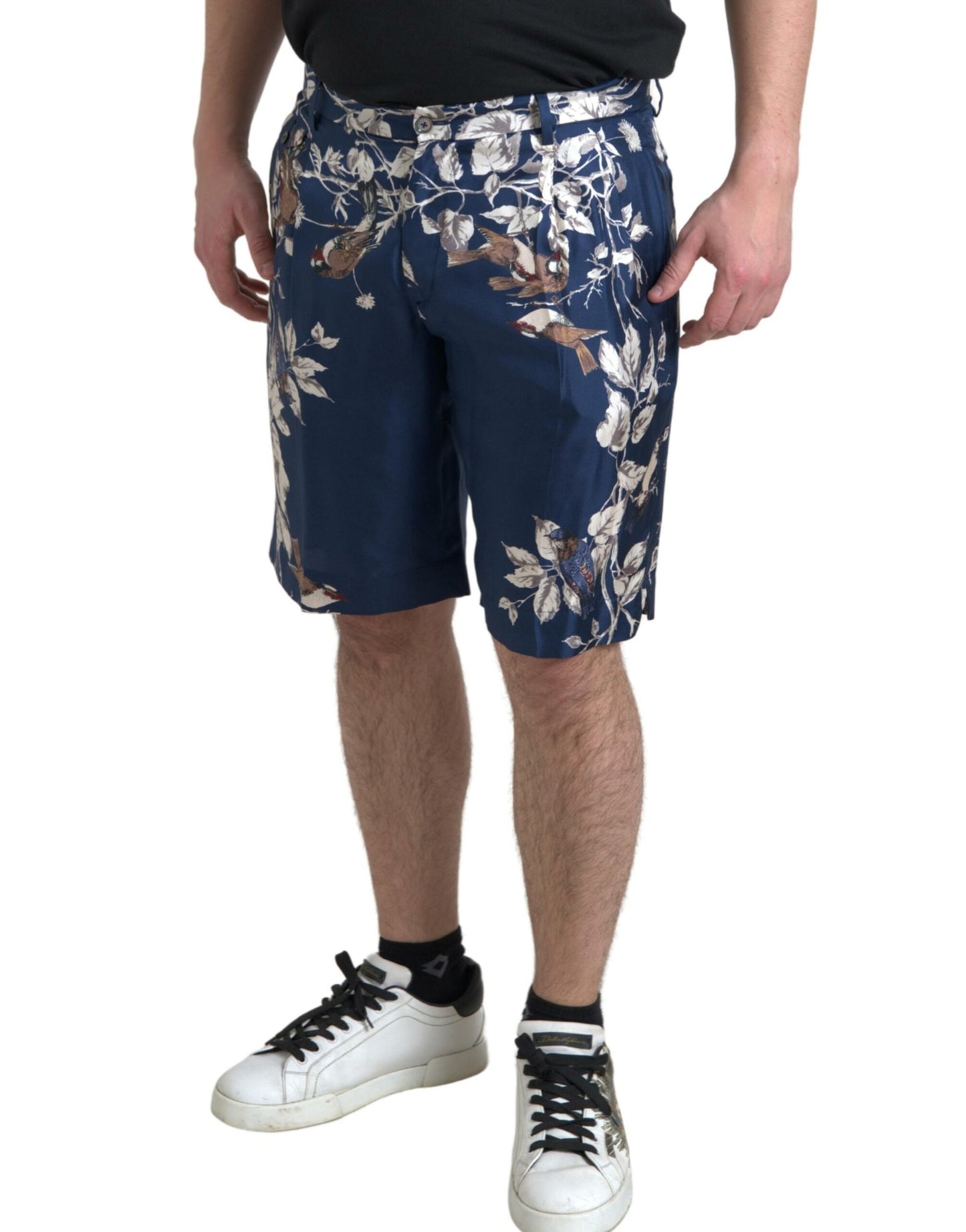 Dolce & Gabbana Seidenblumen-Bermudashorts in Blau