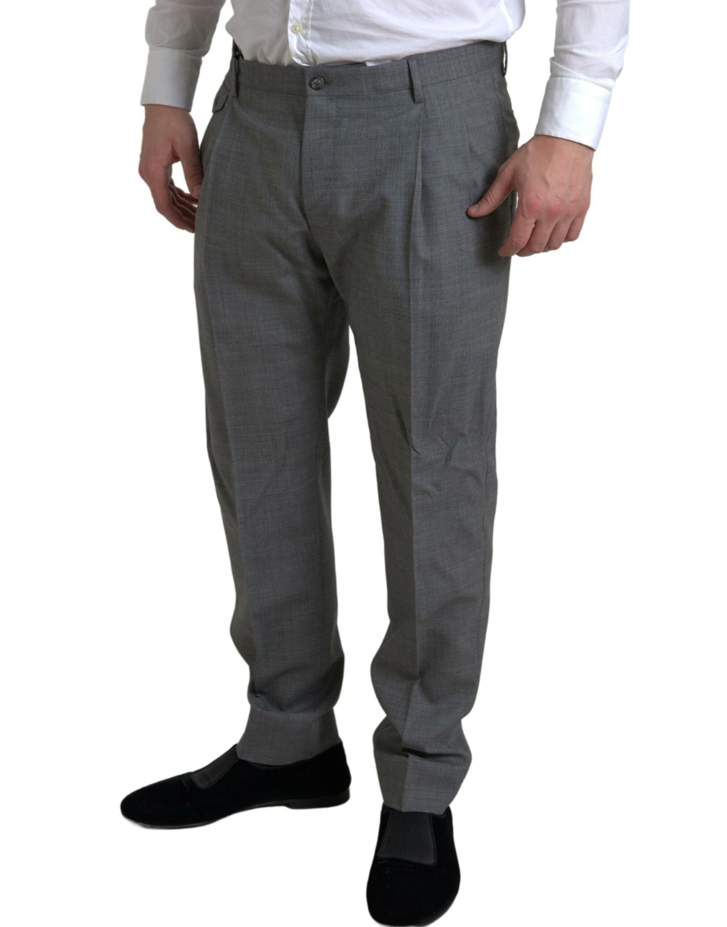 Dolce &amp; Gabbana Elegant Skinny Wool Dress Pants in Gray