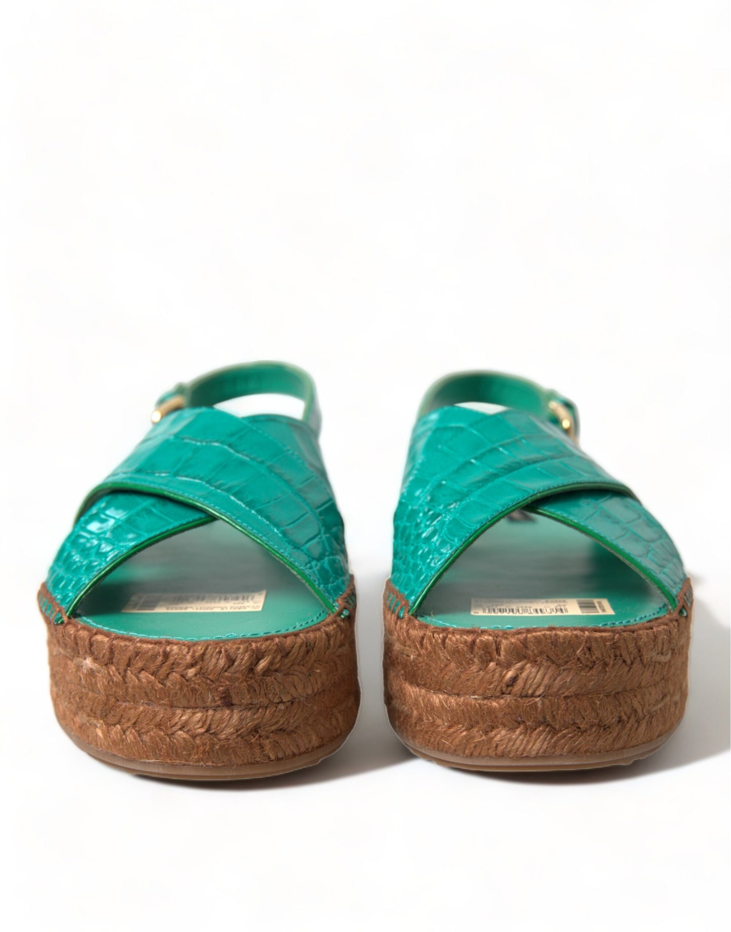 Dolce &amp; Gabbana Elegant Green Espadrille Platform Sandaalit