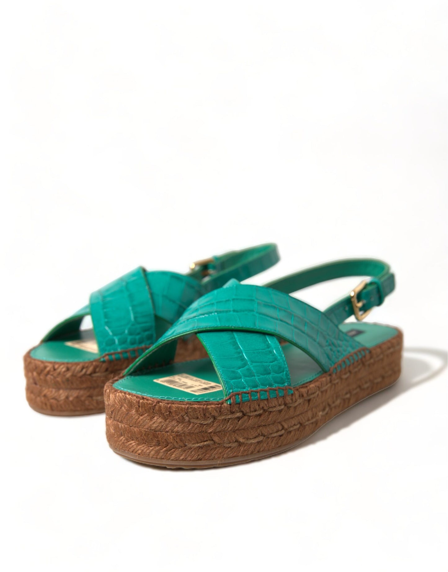 Dolce &amp; Gabbana Elegant Green Espadrille Platform Sandaalit