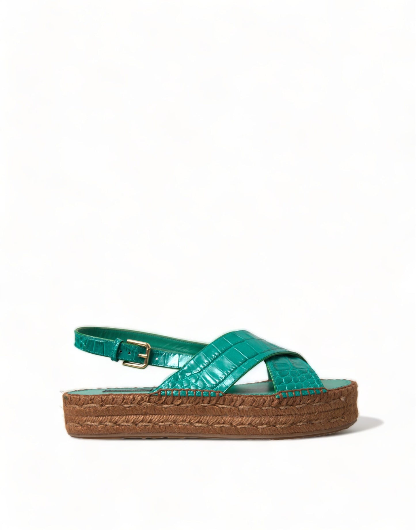 Dolce &amp; Gabbana Elegant Green Espadrille Platform Sandaalit