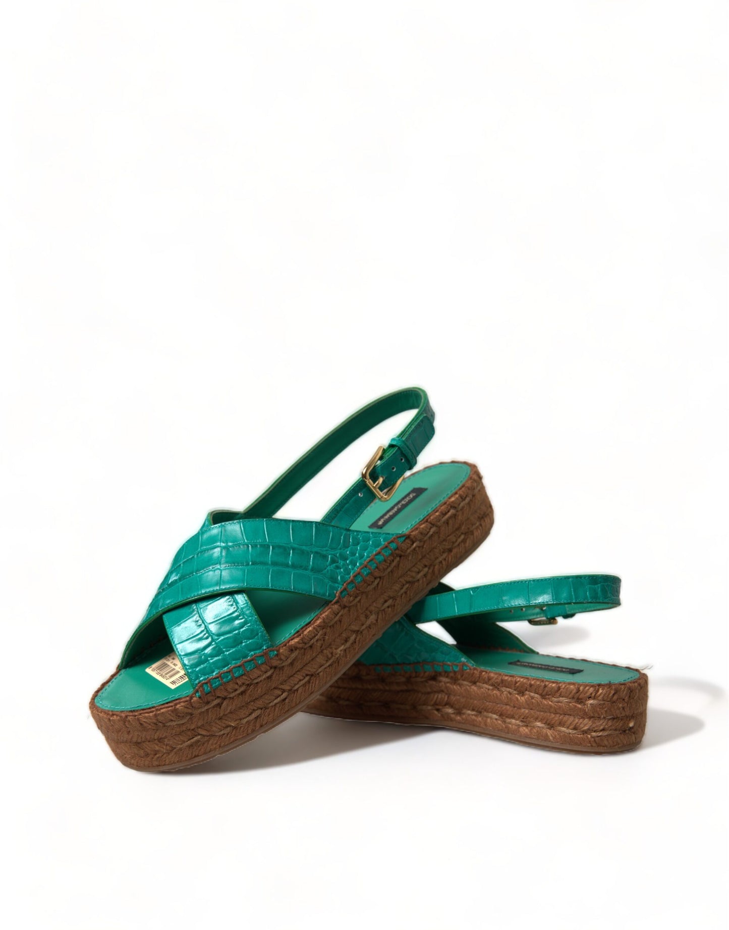 Dolce &amp; Gabbana Elegant Green Espadrille Platform Sandaalit