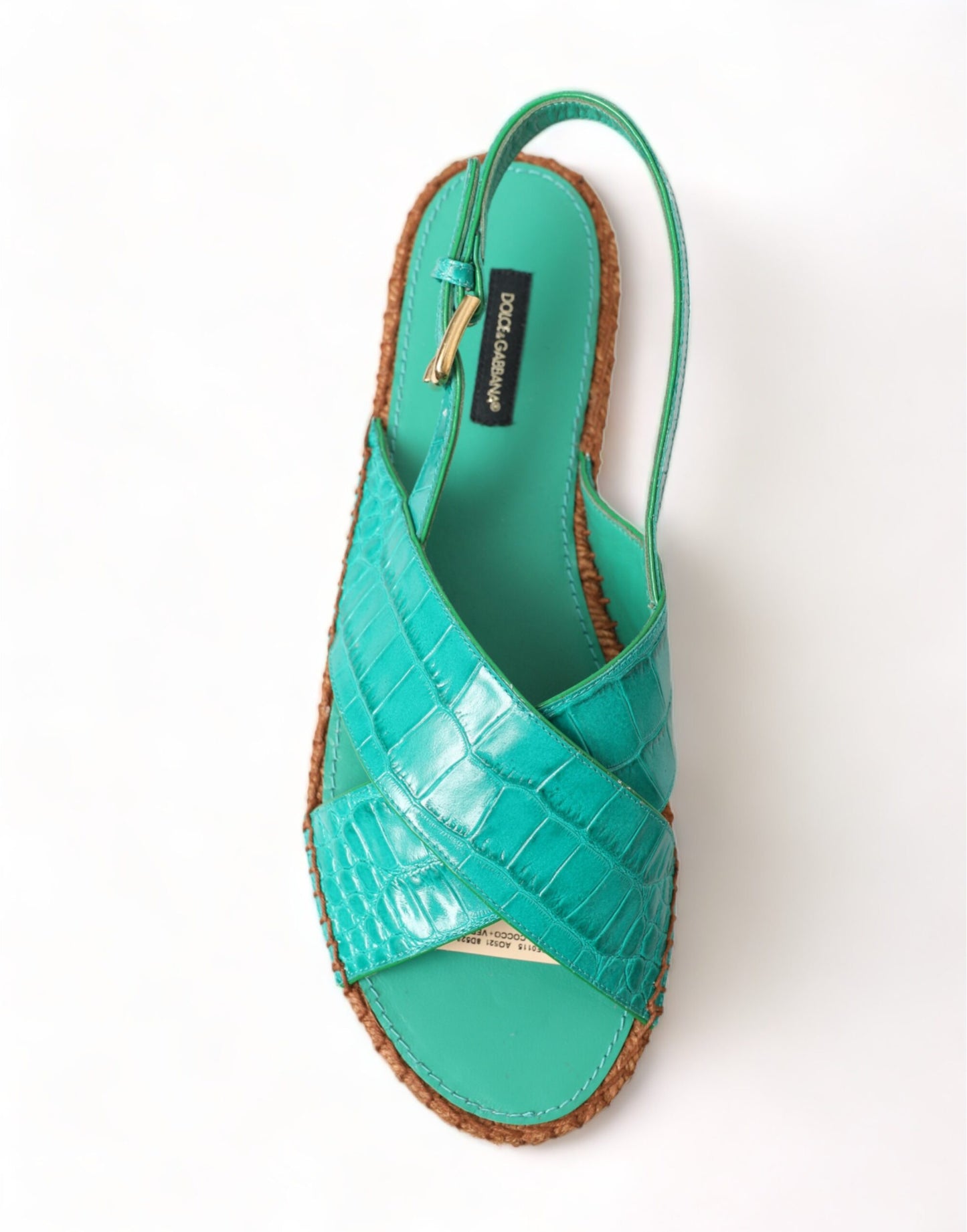 Dolce &amp; Gabbana Elegant Green Espadrille Platform Sandaalit