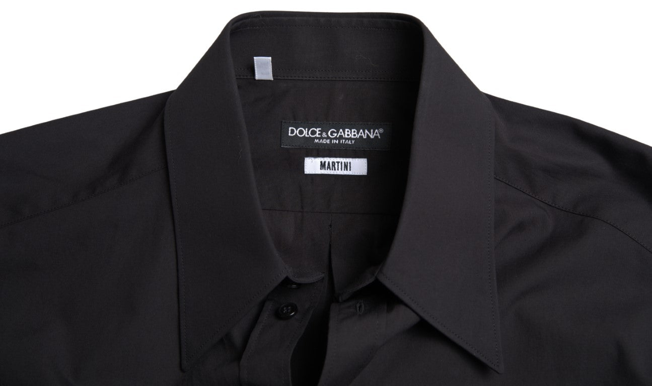 Dolce &amp; Gabbana Elegant Slim Fit musta puuvillapaita