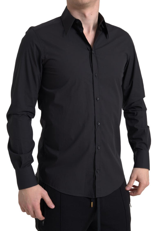 Dolce &amp; Gabbana Elegant Slim Fit Black Cotton Shirt