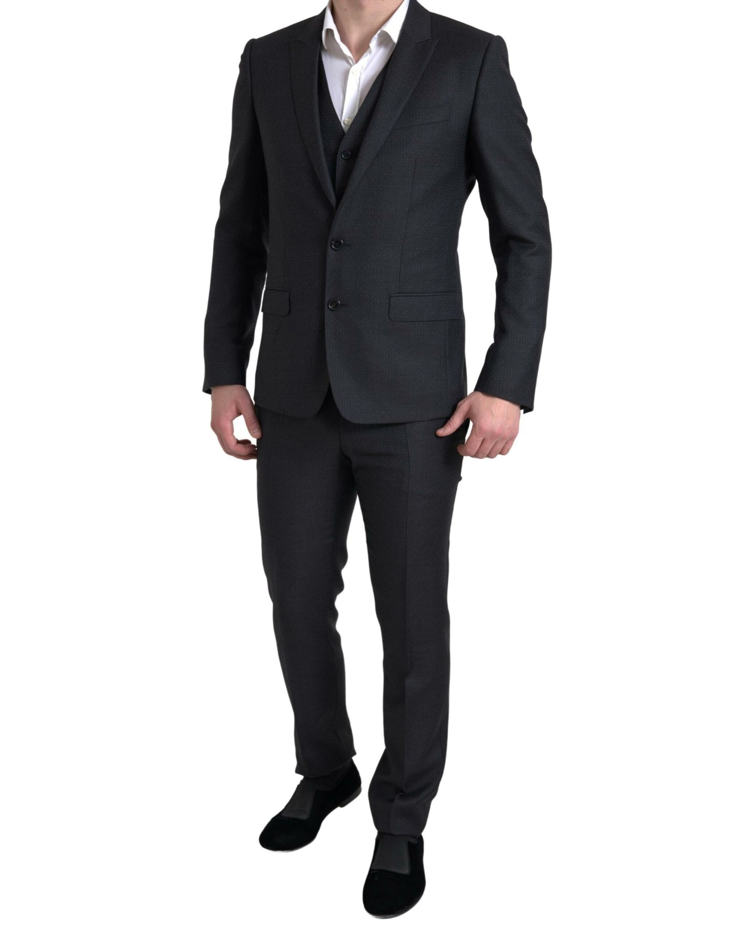 Dolce & Gabbana Eleganter schwarzer Martini Slim Fit Anzug 3-teilig