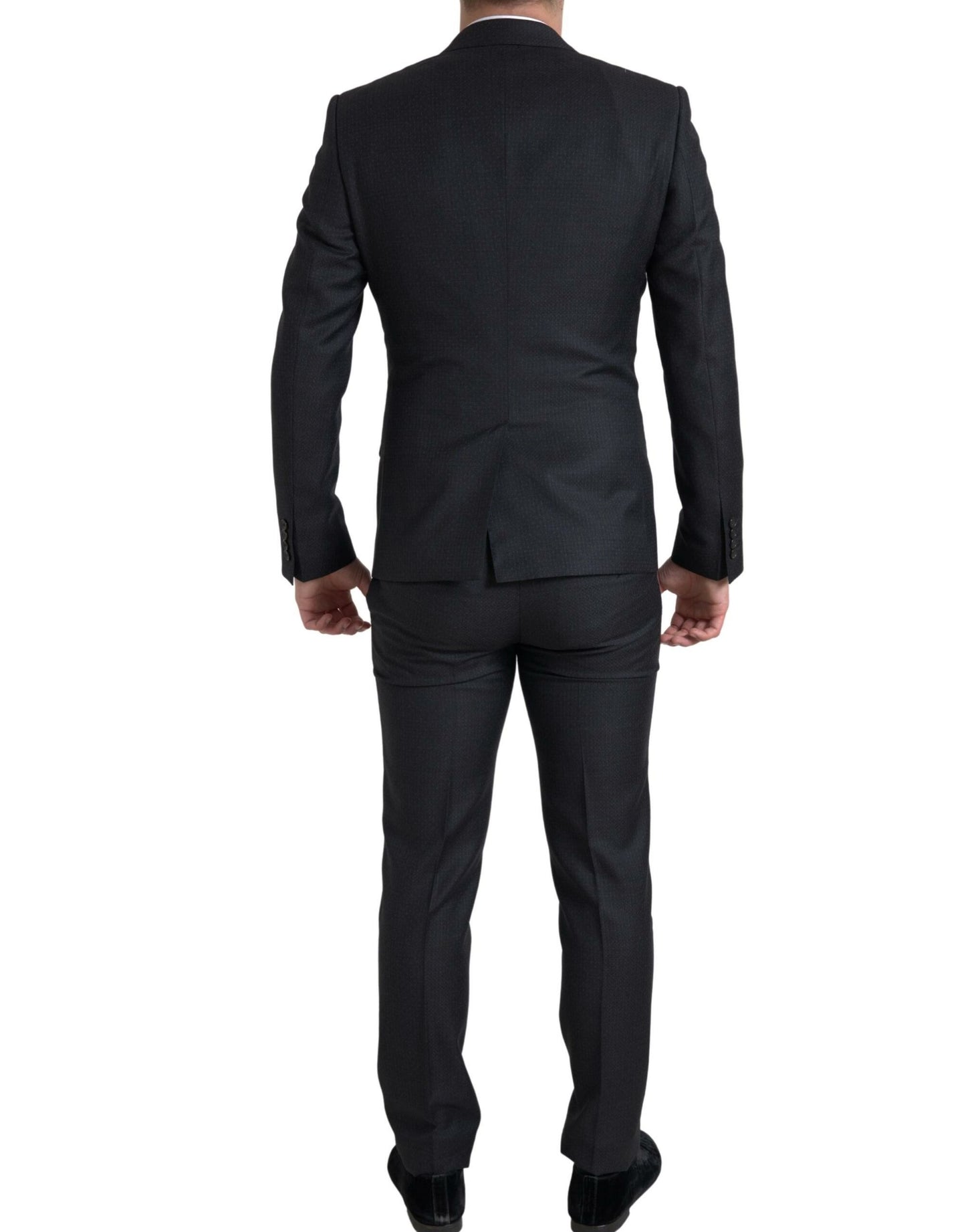 Dolce &amp; Gabbana Elegant Black Martini Slim Fit -puku 3-osainen