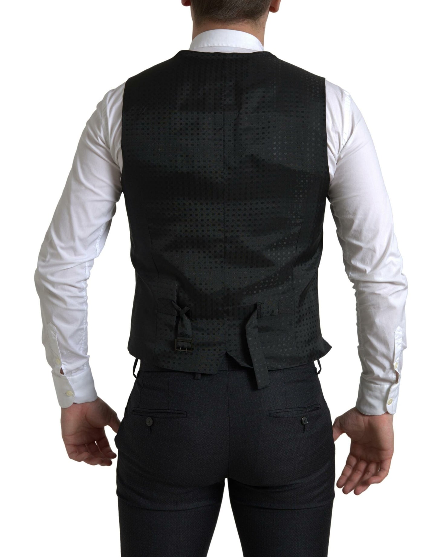 Dolce &amp; Gabbana Elegant Black Martini Slim Fit -puku 3-osainen