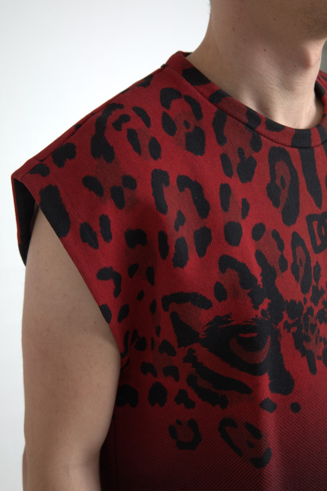 Dolce &amp; Gabbana Red Leopard Print Cotton Tank Top