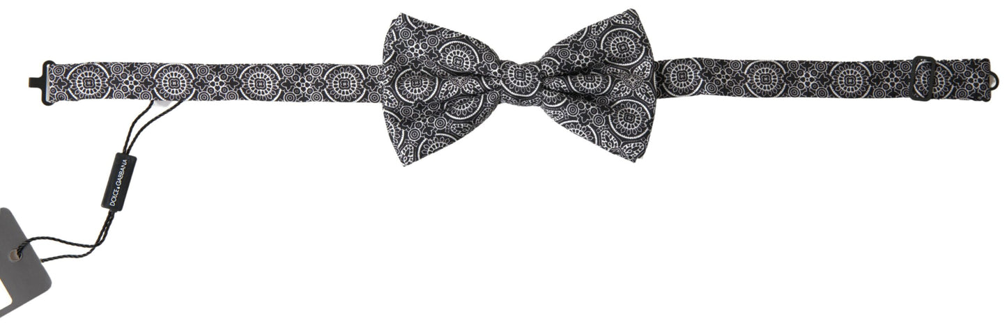 Dolce &amp; Gabbana Elegant black and white silk bow tie