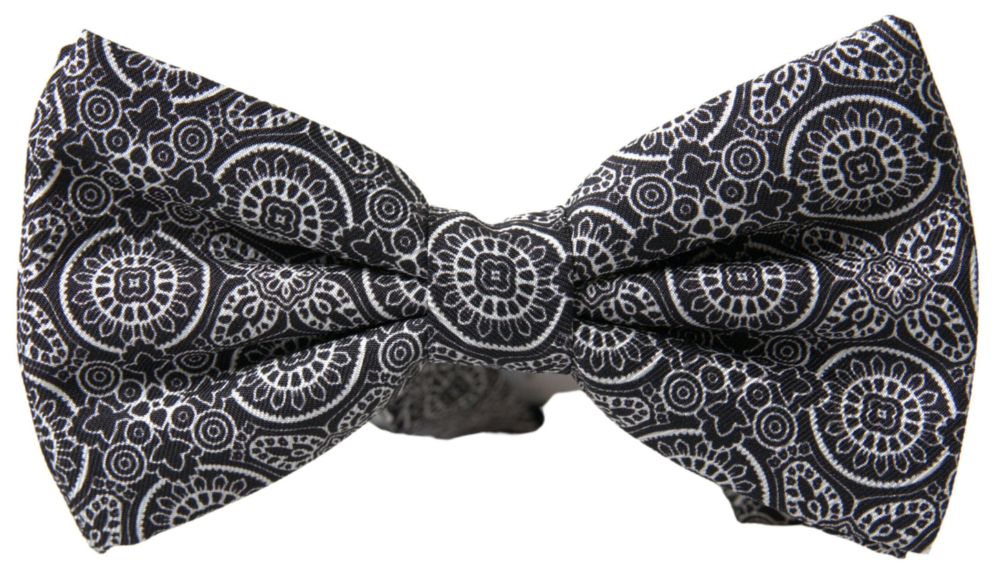 Dolce &amp; Gabbana Elegant black and white silk bow tie