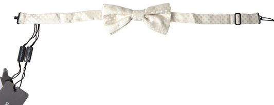 Dolce &amp; Gabbana Elegant ivory silk bow tie with fantasy pattern