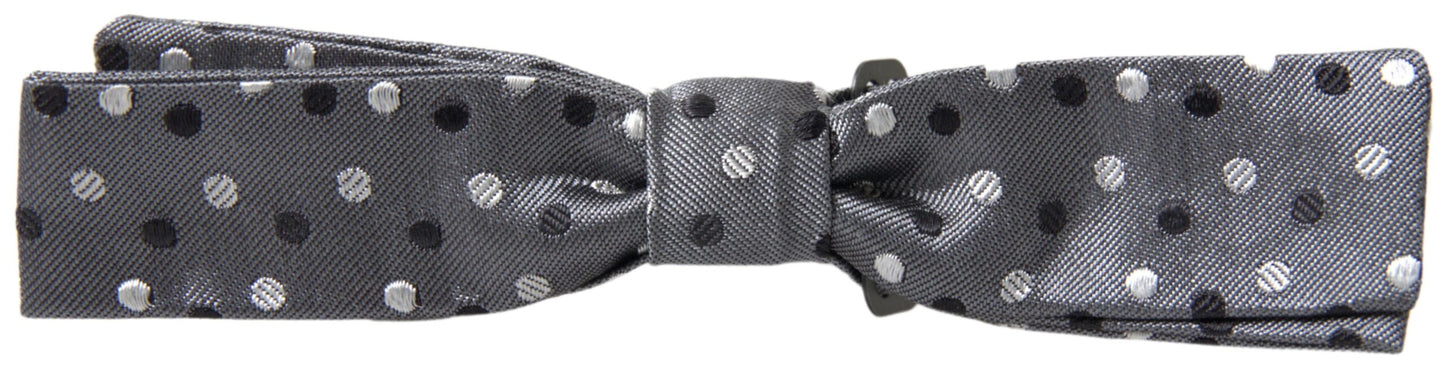 Dolce &amp; Gabbana Elegant Gray Silk Bow Tie