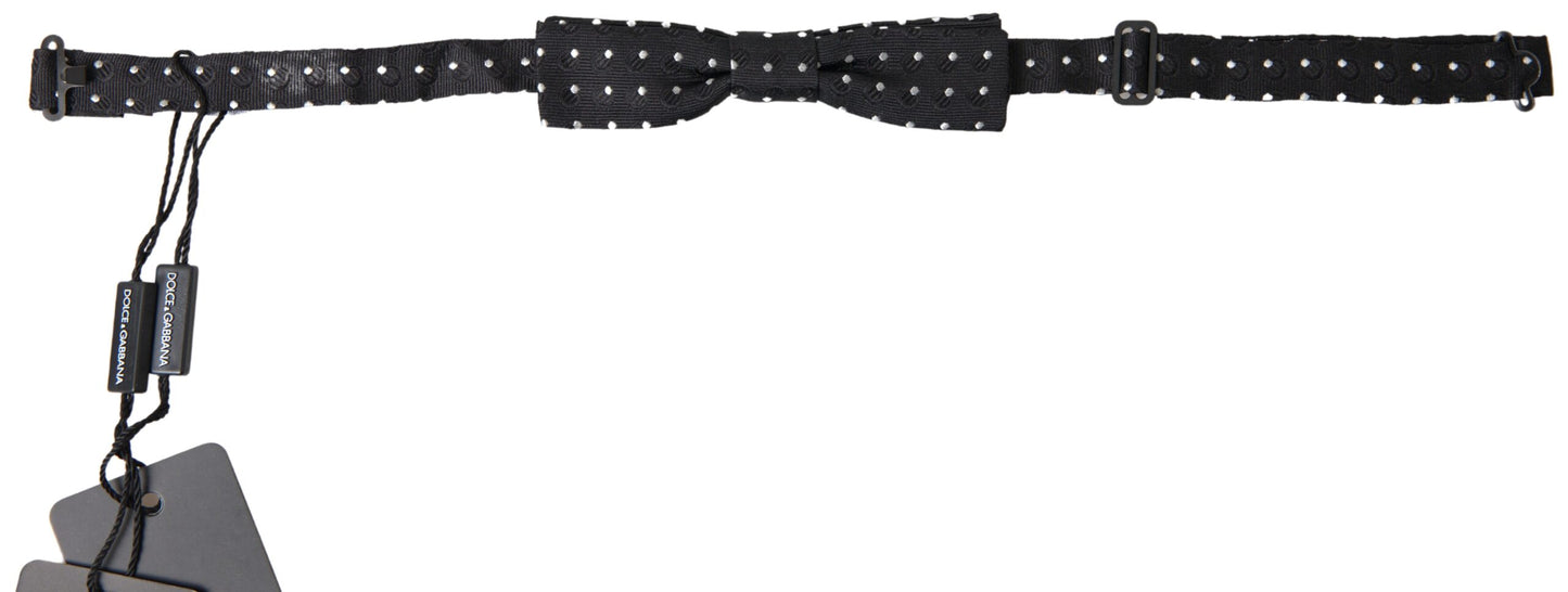 Dolce &amp; Gabbana Elegant black silk bow tie with signature clip