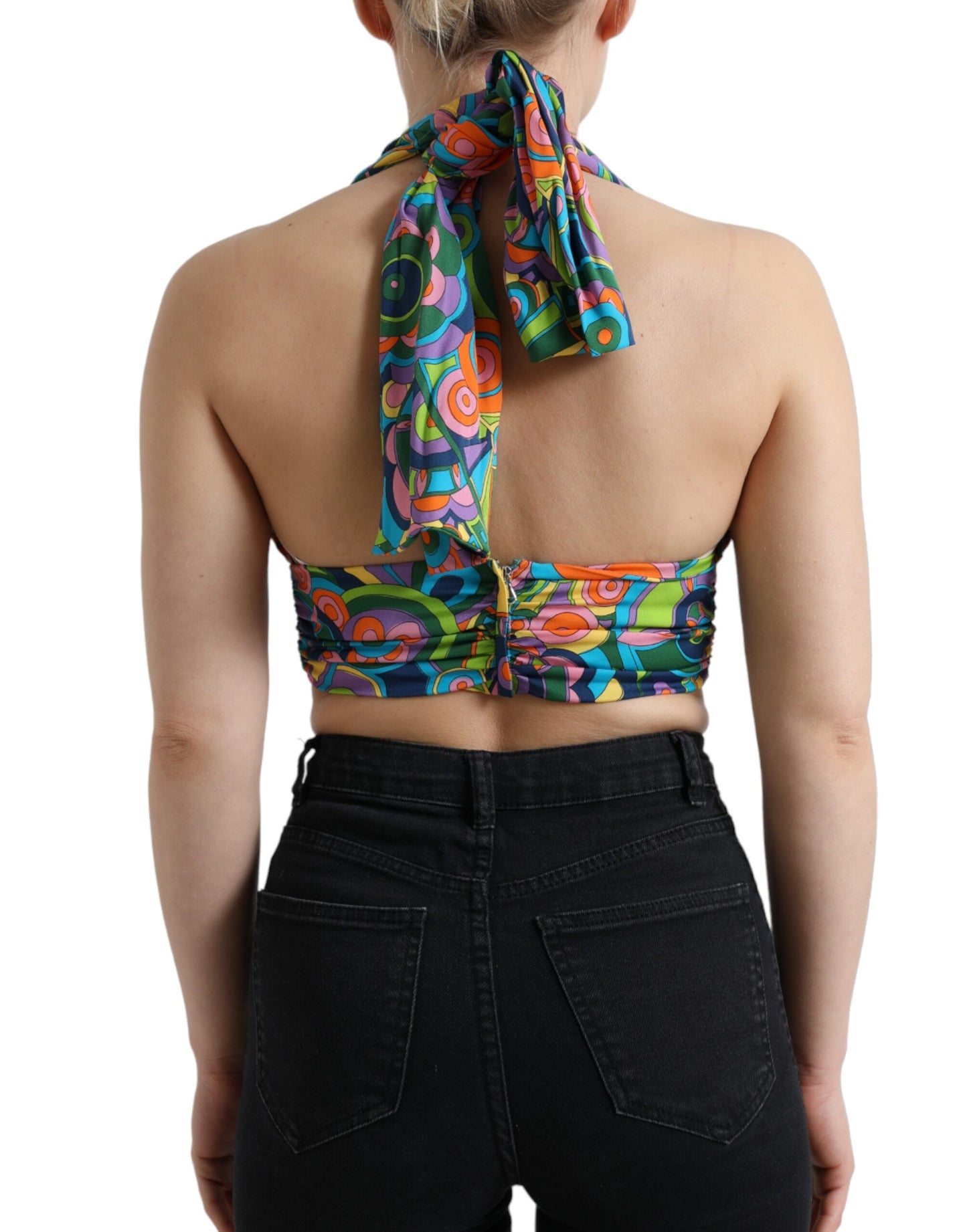 Dolce &amp; Gabbana Elegant Silk Blend Halter Cropped Top