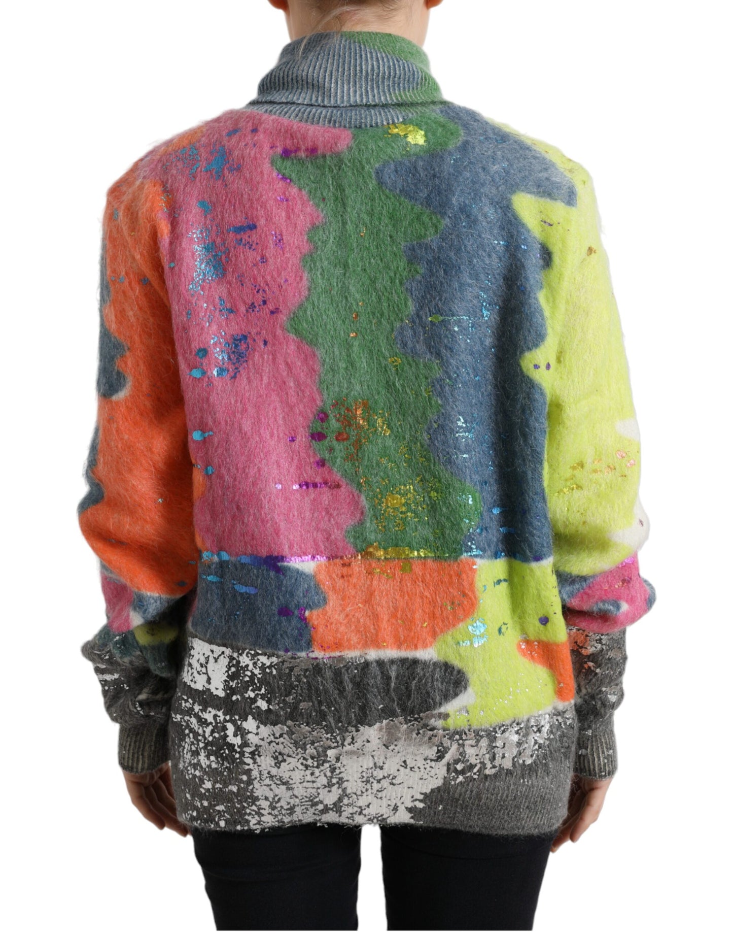 Dolce &amp; Gabbana Multicolor Mohair Turtleneck villapaita raidoilla