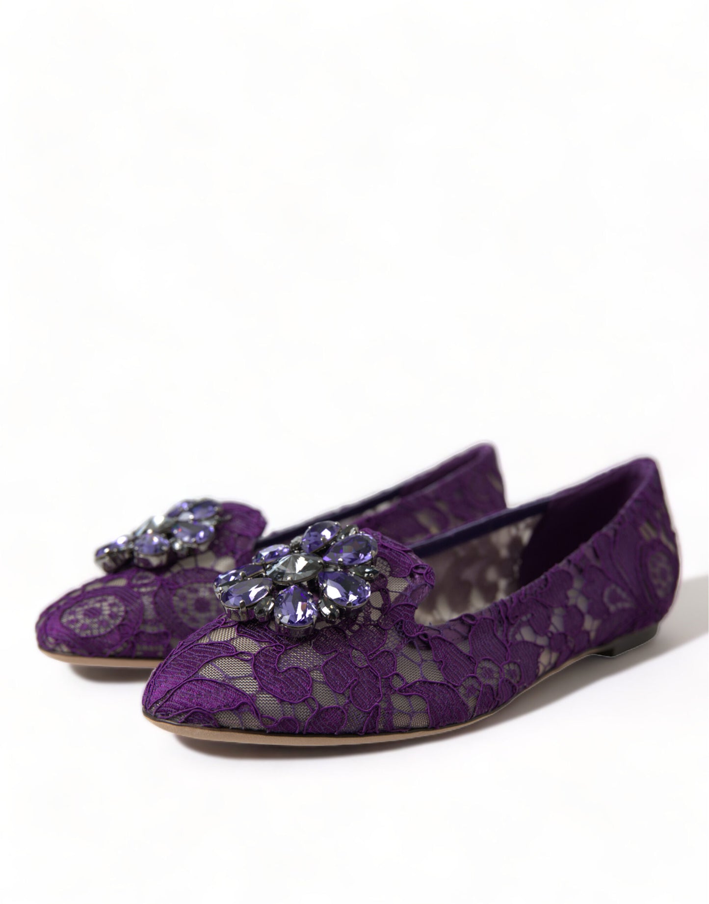 Dolce &amp; Gabbana Elegant Floral Lace Vally Flat Shoes