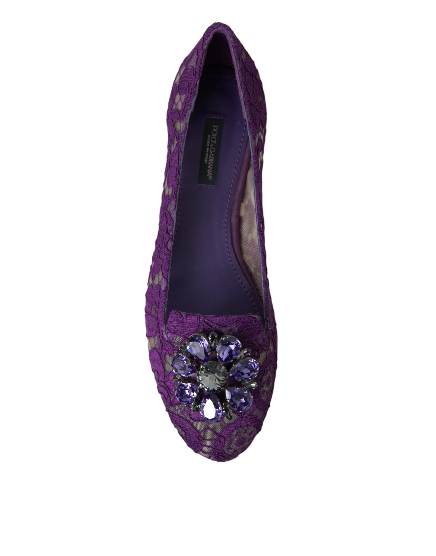 Dolce &amp; Gabbana Elegant Floral Lace Vally Flat Shoes