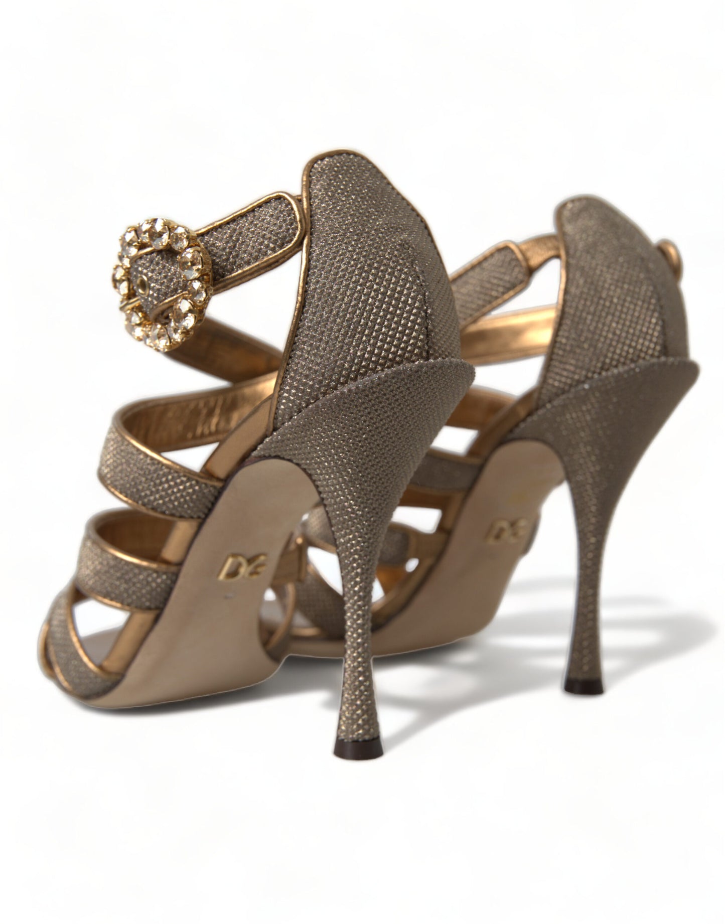 Dolce &amp; Gabbana Bronze Crystal Stiletto Heels sandaalit