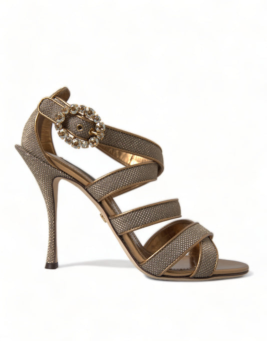 Dolce &amp; Gabbana Bronze Crystal Stiletto Heels sandaalit