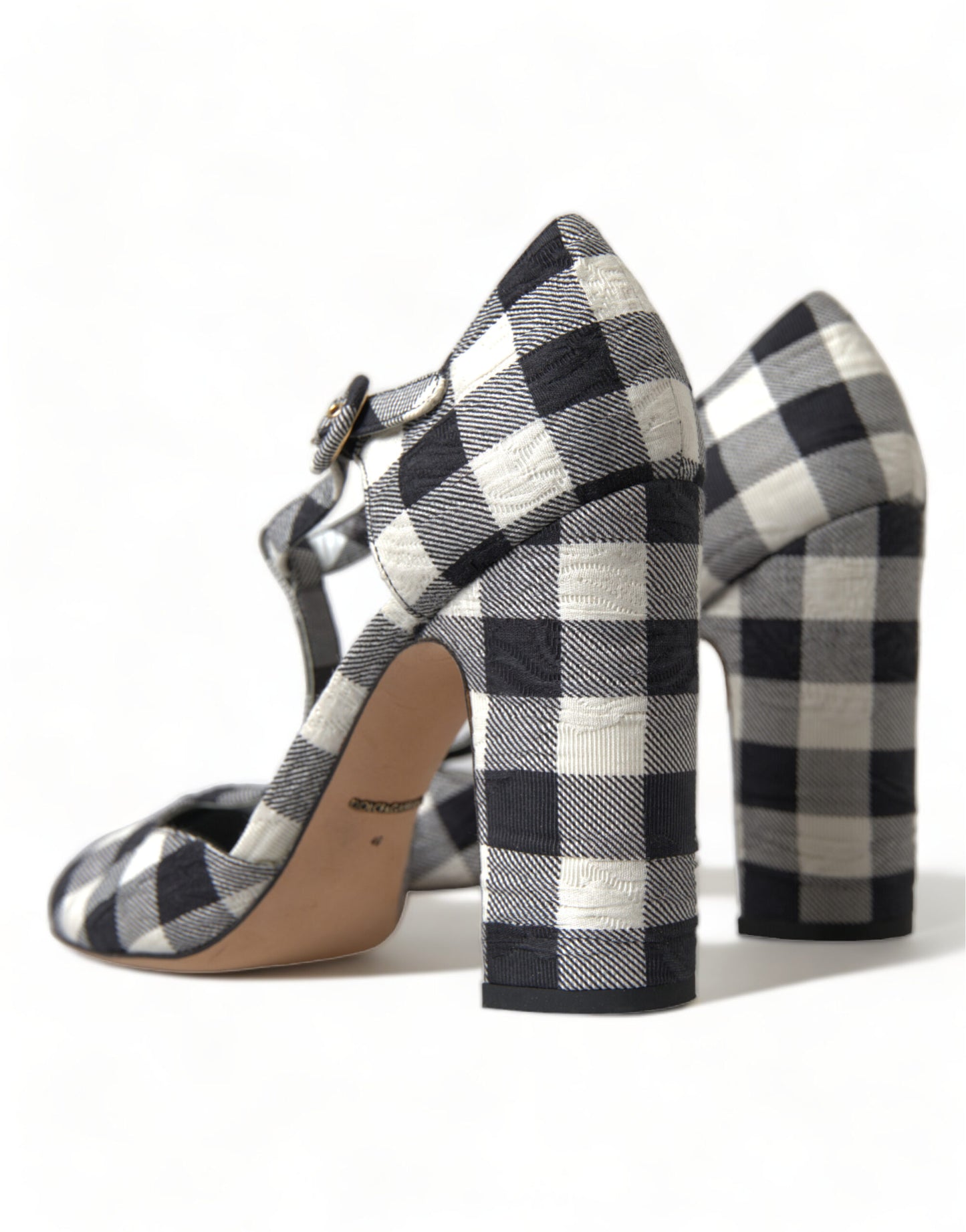 Dolce &amp; Gabbana Chic Gingham T-Strap -pumput: ajattomat Mary Jane -korkokengät