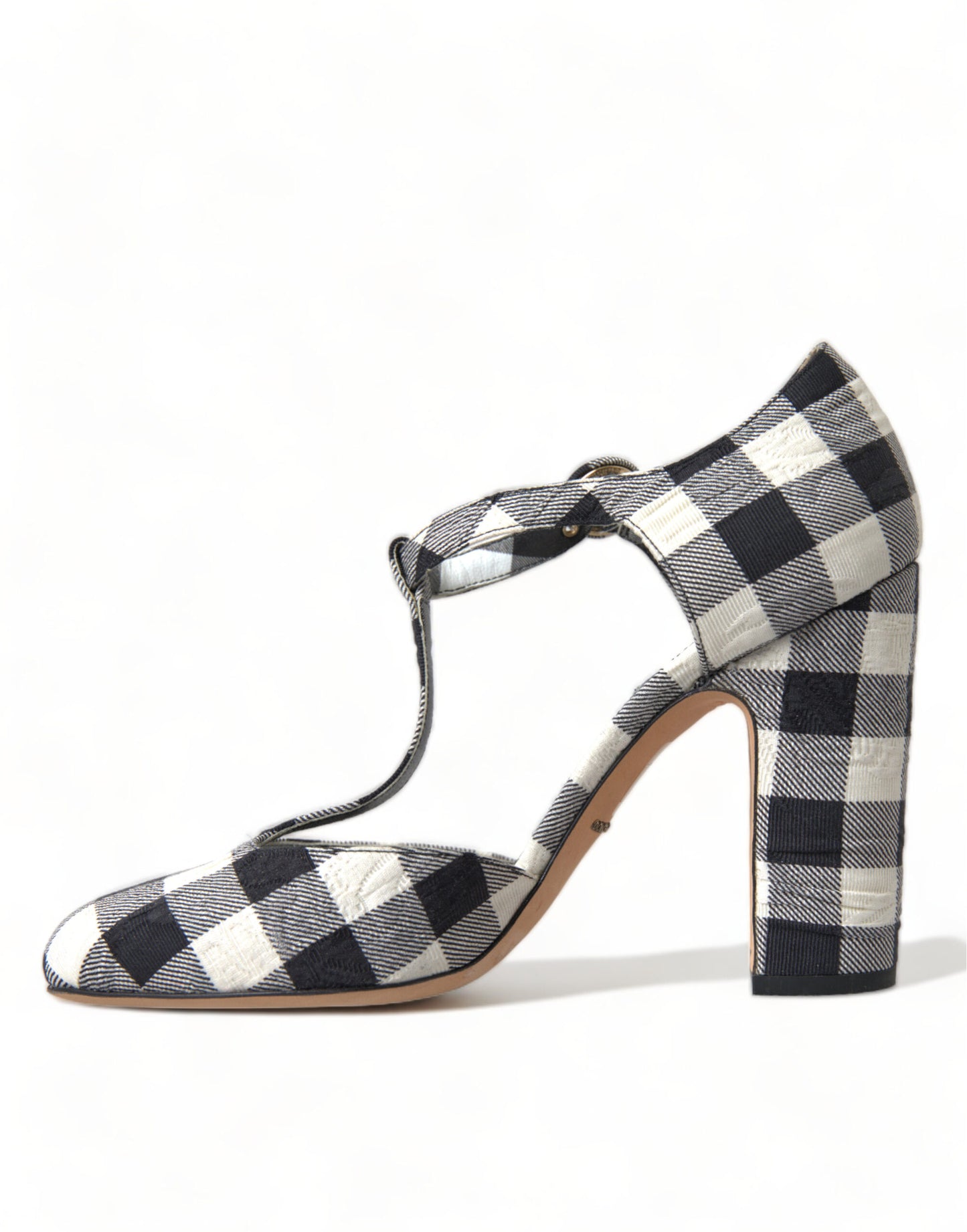 Dolce &amp; Gabbana Chic Gingham T-Strap -pumput: ajattomat Mary Jane -korkokengät