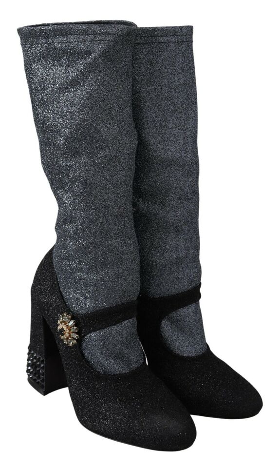 Dolce &amp; Gabbana Glamorous Booties with Crystal Embellishments