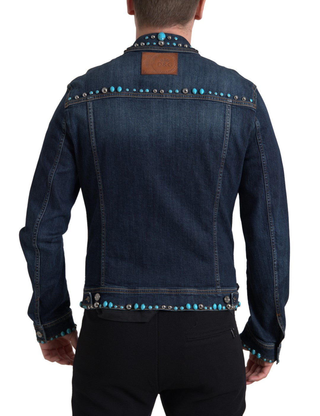 Dolce &amp; Gabbana Turquoise Denim Jacket with Embellishments