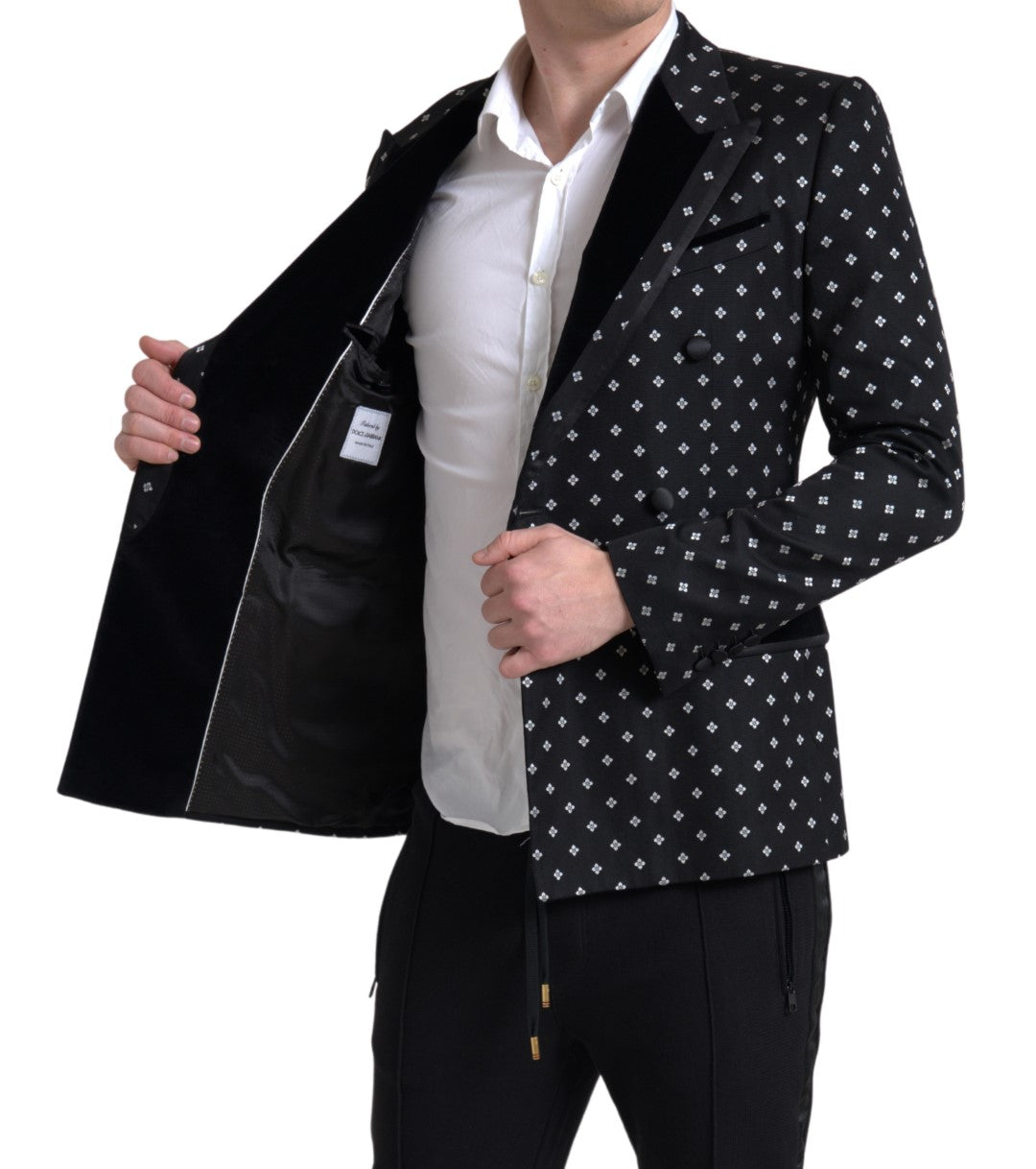 Dolce & Gabbana Eleganter, geometrisch gemusterter, schmaler Blazer