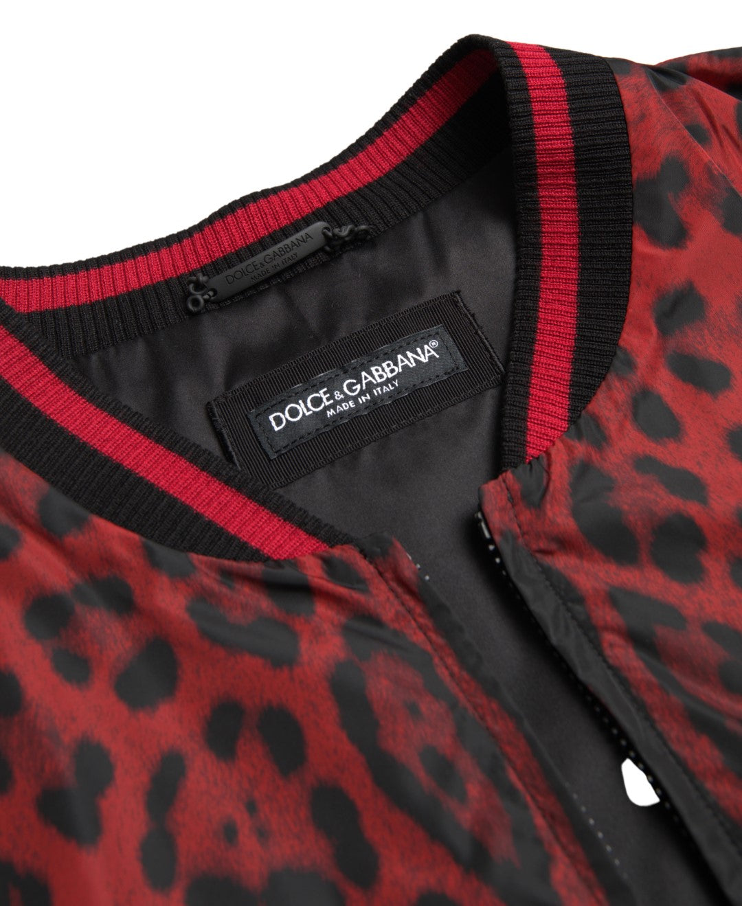 Dolce & Gabbana Rote Bomberjacke mit Leopardenmuster