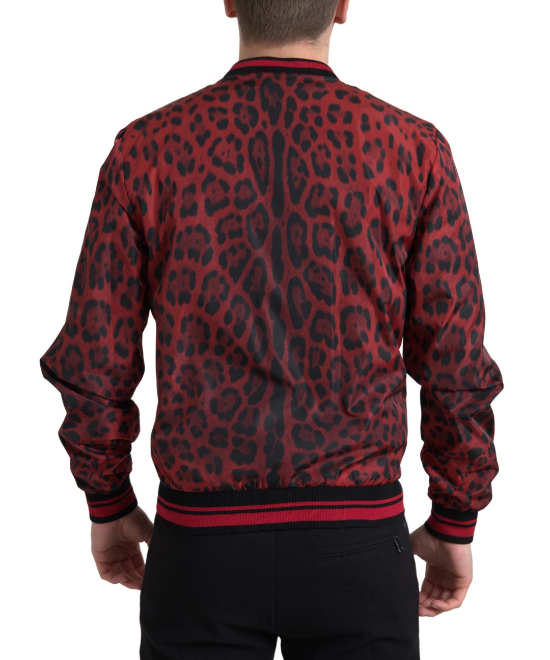 Dolce & Gabbana Rote Bomberjacke mit Leopardenmuster