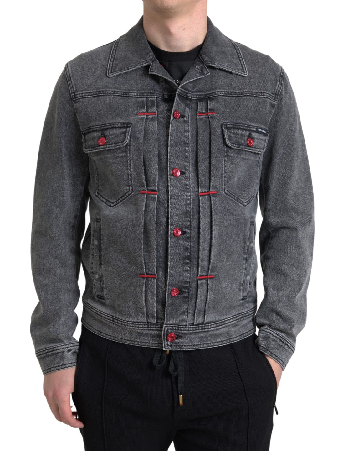 Dolce & Gabbana Elegante graue Stretch-Denim-Jacke