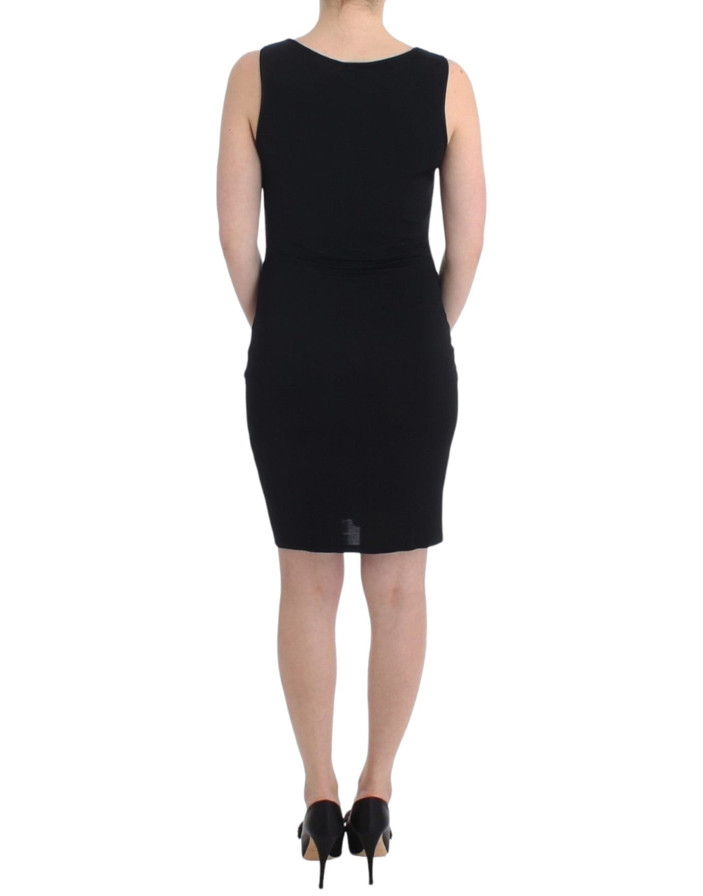 Roccobarocco Elegant Black Knee-Length Sheath Dress