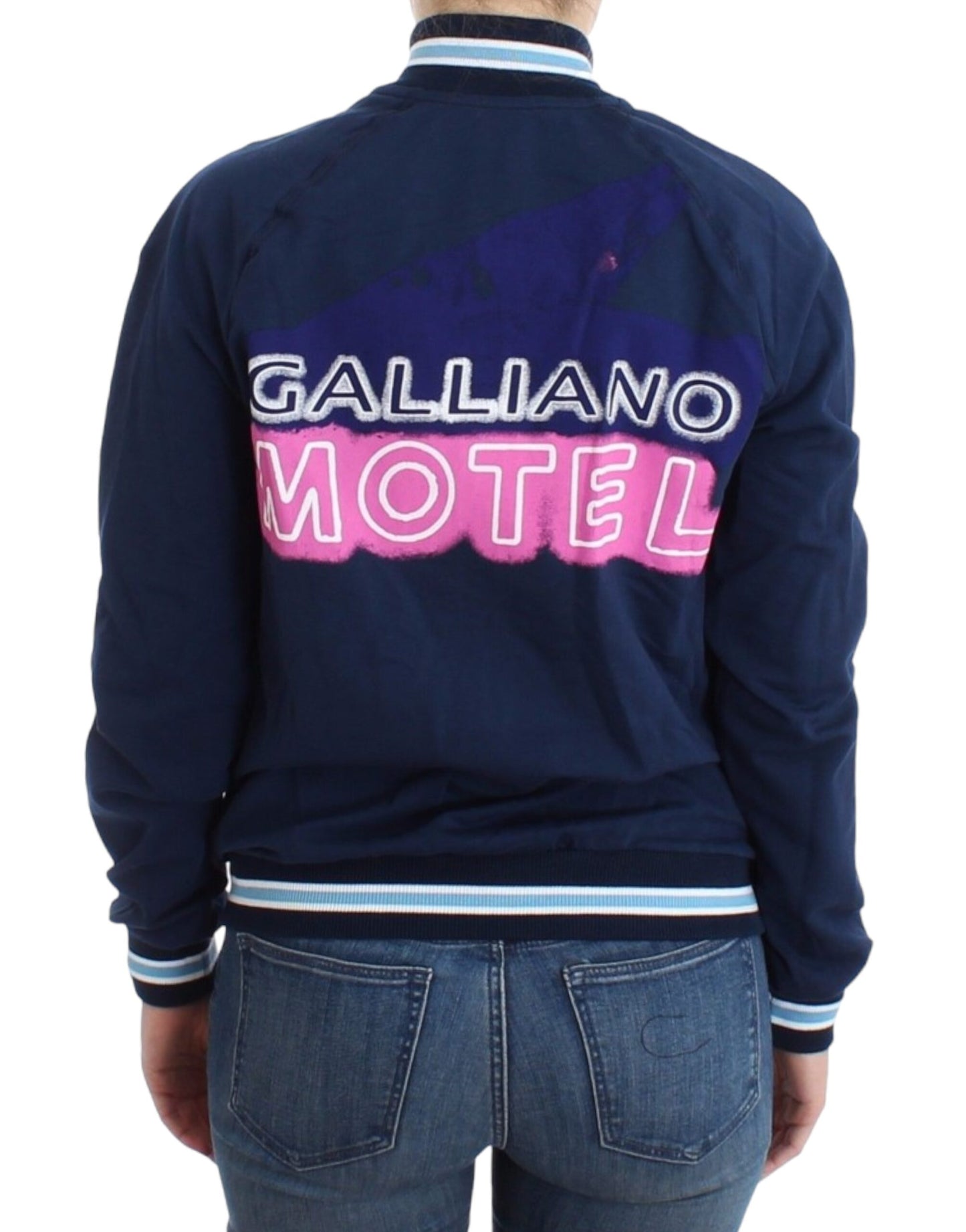 John Galliano Chic blue cardigan with zip and logo detail