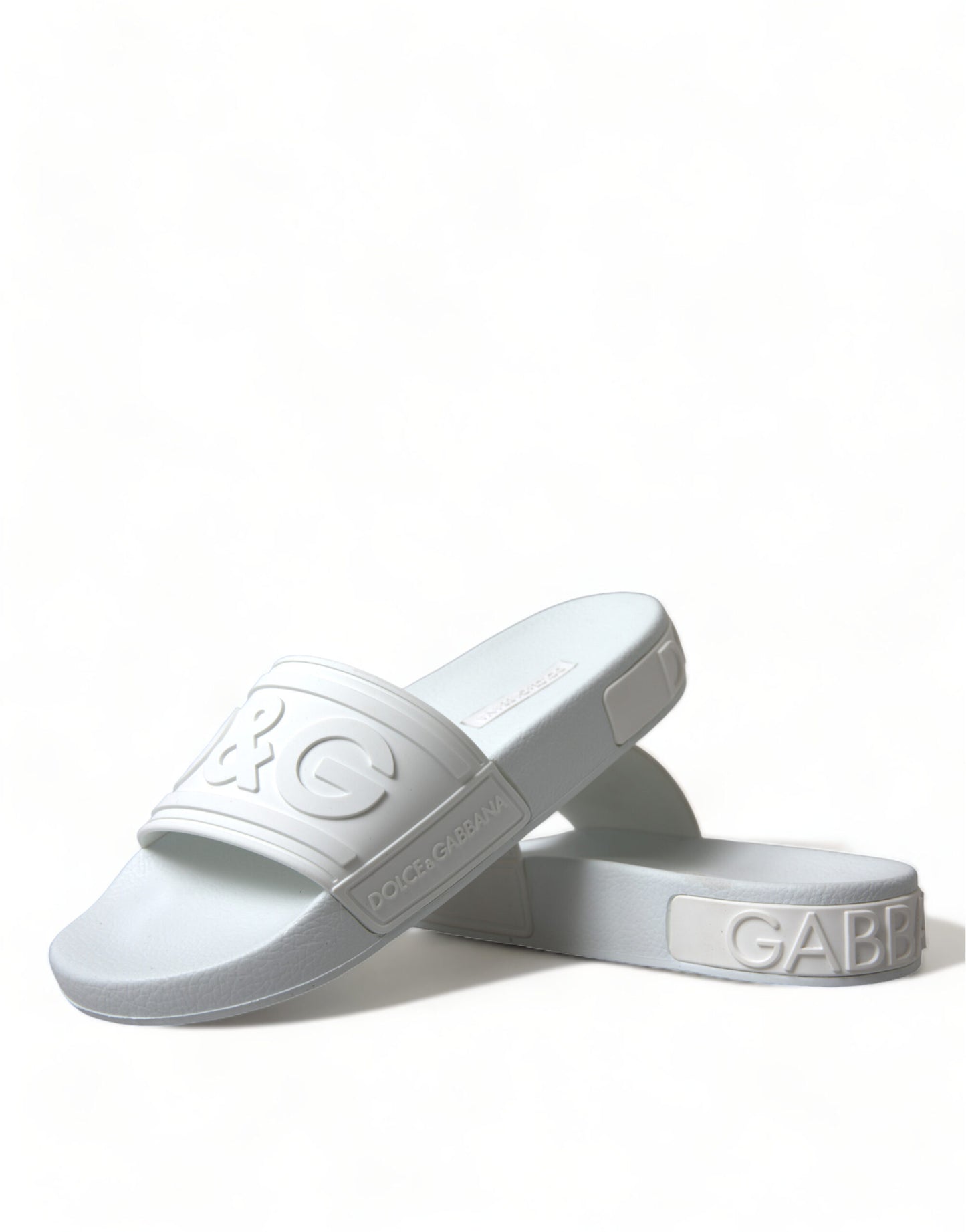 Dolce &amp; Gabbana Elegant White Logo Slides