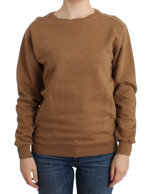 John Galliano Schicker brauner Baumwollpullover mit Rundhalsausschnitt