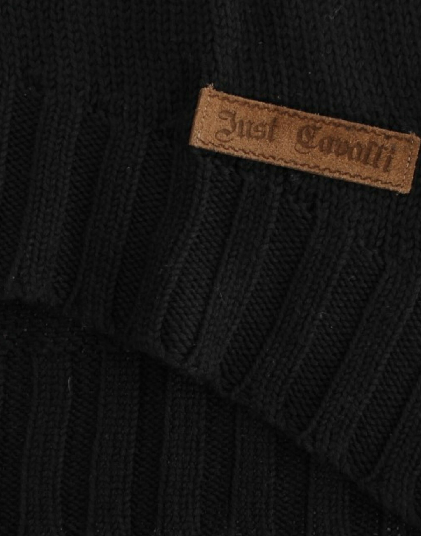 Cavalli Verführerischer schwarzer Strickpullover mit Rundhalsausschnitt