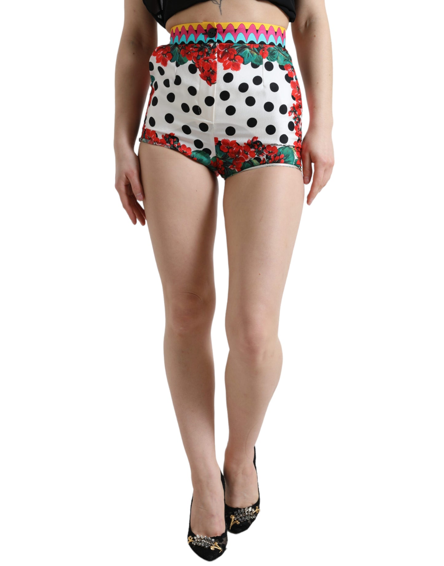 Dolce & Gabbana Multicolor Seiden-Hotpants mit hoher Taille