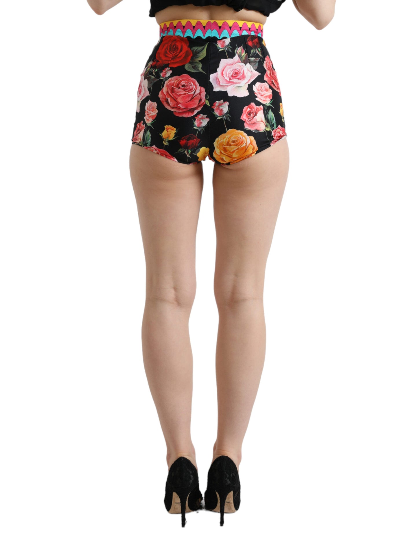 Dolce & Gabbana Multicolor Seiden-Hotpants mit hoher Taille