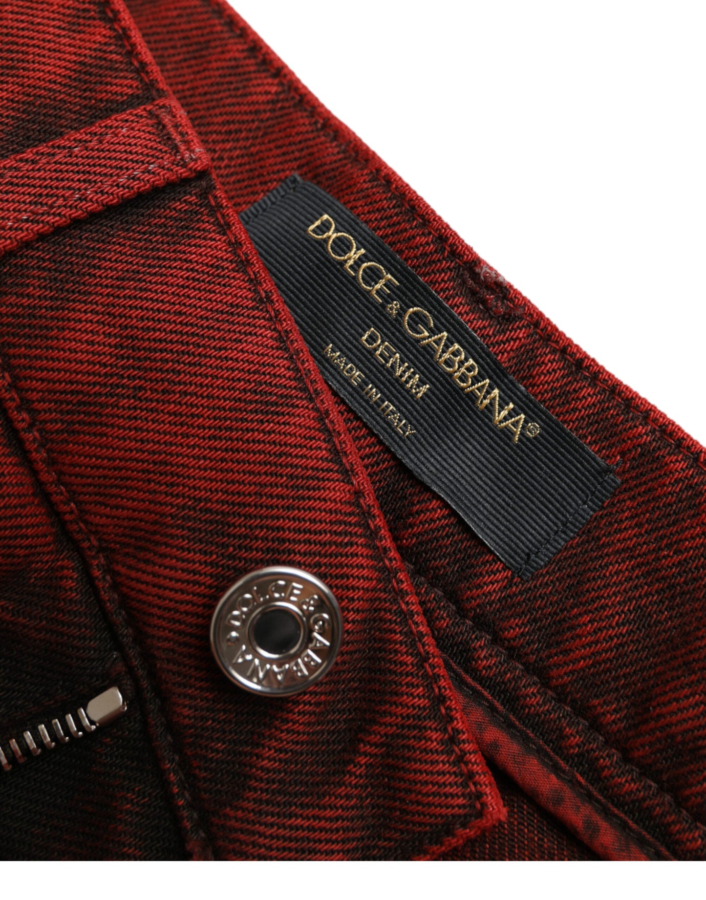 Dolce & Gabbana Hohe Taille Rot Denim Hot Pants Shorts